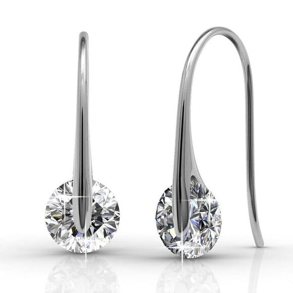 New McKayla 18k White Gold Plated Drop Crystal Earrings for Women by Cate & Chlo - Picture 1 of 6